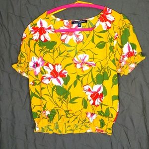 Yellow floral crop top